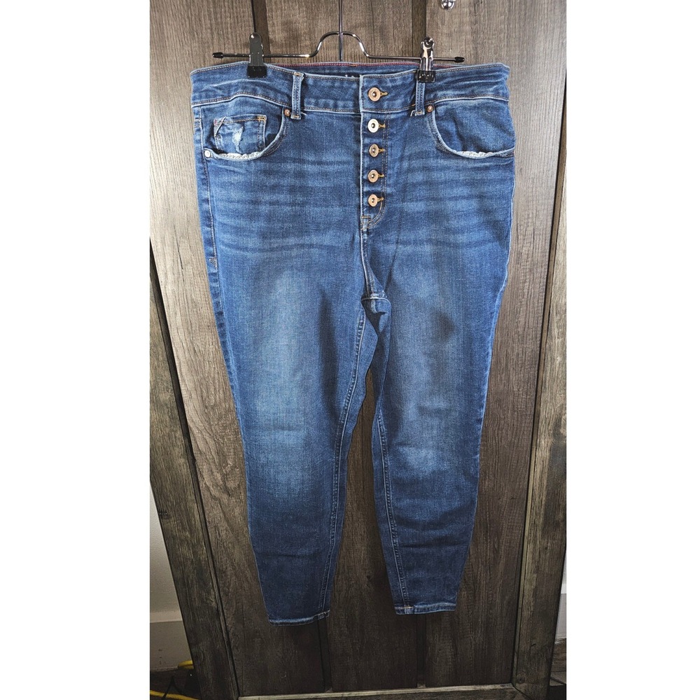 Blue Denim Button Fly High Rise Skinny Jeans Women's Size 12